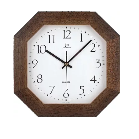 orologio parete legno noce ottagonale cm 27x27