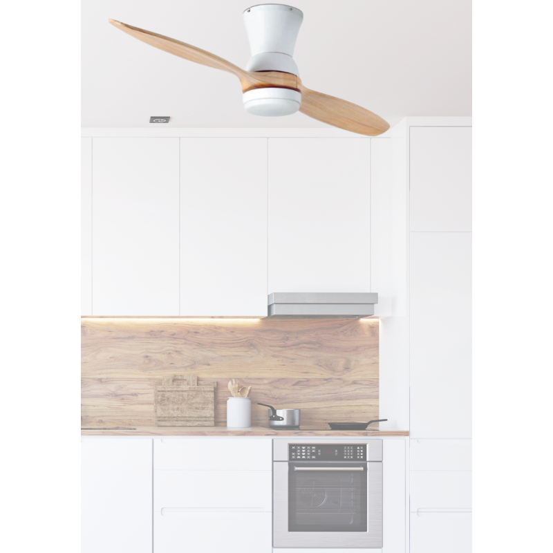 Ventilatore da soffitto 2 pale legno, luce LED, diametro cm130 EV107 PIPER wood130 CFG