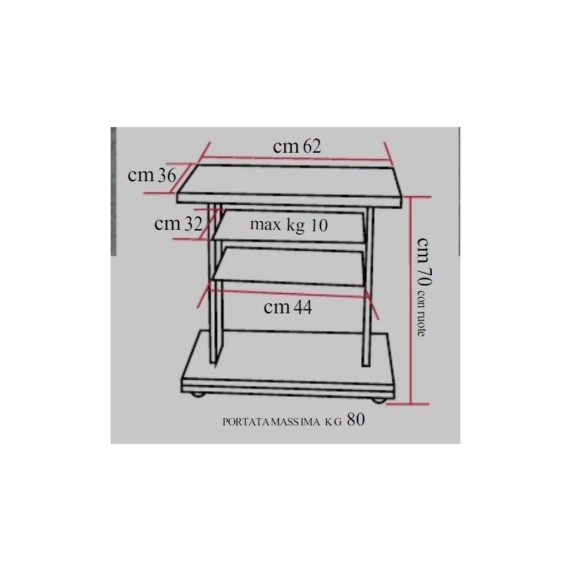 TECNIDEA REPLAY R62 CARRELLO PORTA TV SILVER RIPIANI VETRO RUOTE