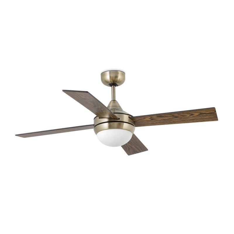 Ventilatore soffitto con luce, 4 pale, oro vecchio/marrone 33695 MINI ICARIA