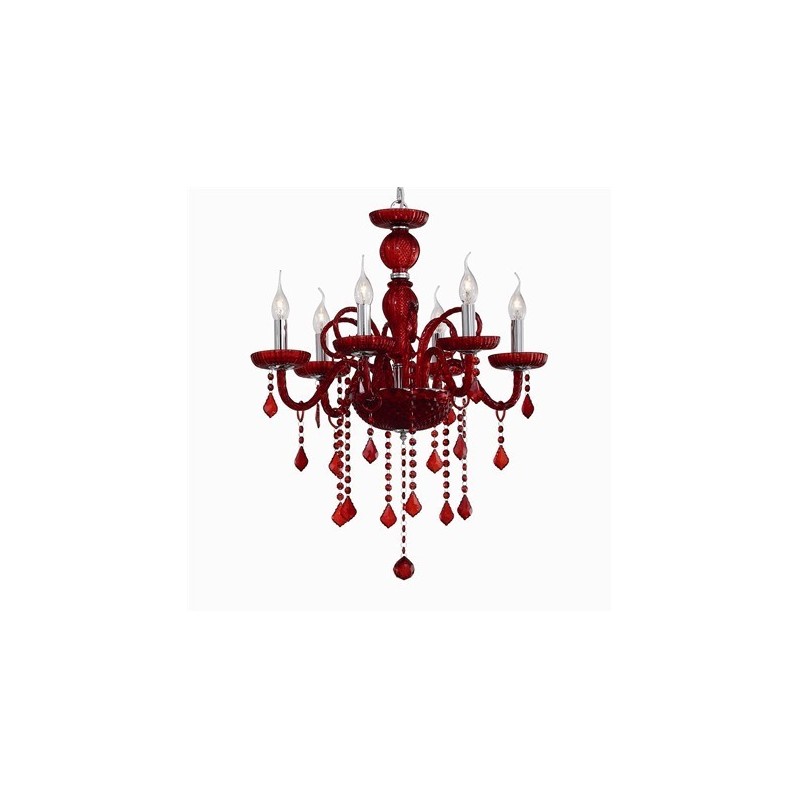 LAMPADARIO ROSSO GIUDECCA SP6 IDEALLUX